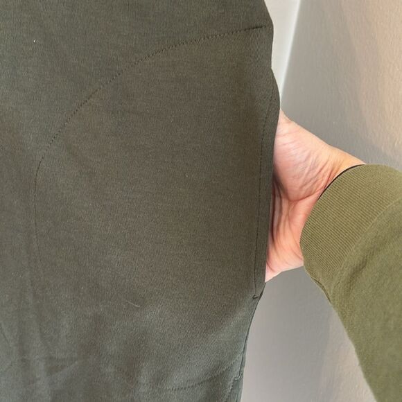 J. JILL WOMEN LONG HOODED POCKET OLIVE GREEN CAPE ROBE JACKET XL EUC PIMA COTTON - Picture 4 of 11